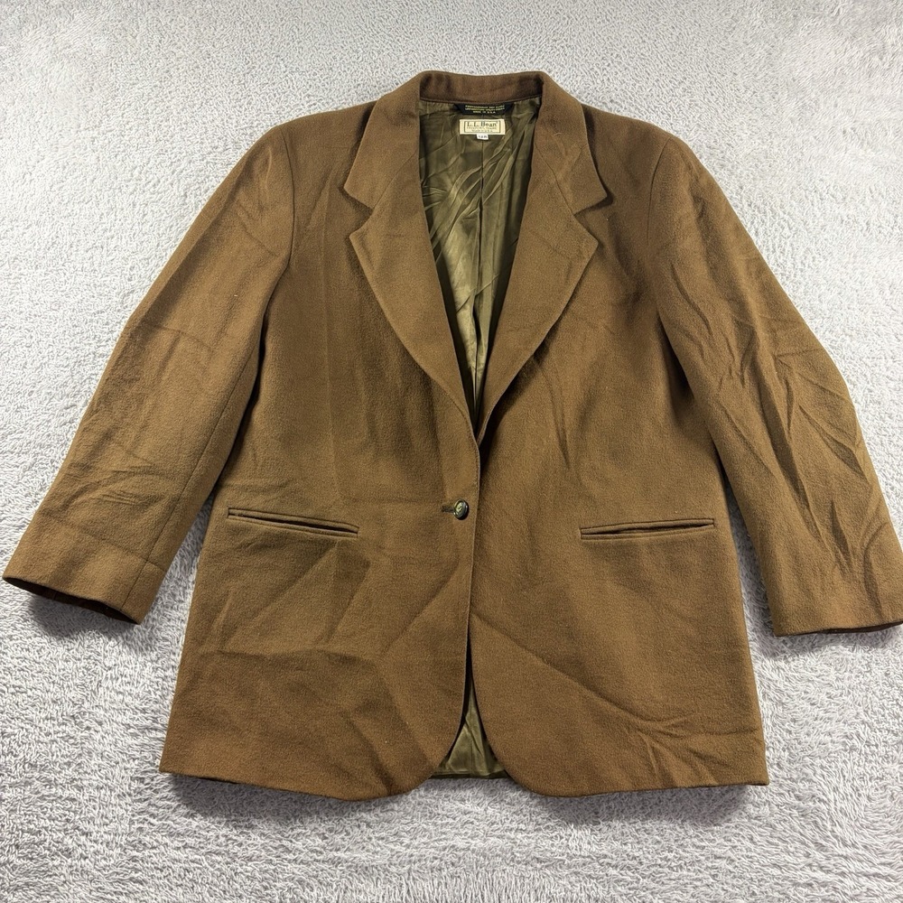 VINTAGE L.L Bean Wool‎ Blazer Jacket Sport Coat Brown 12R USA Maine